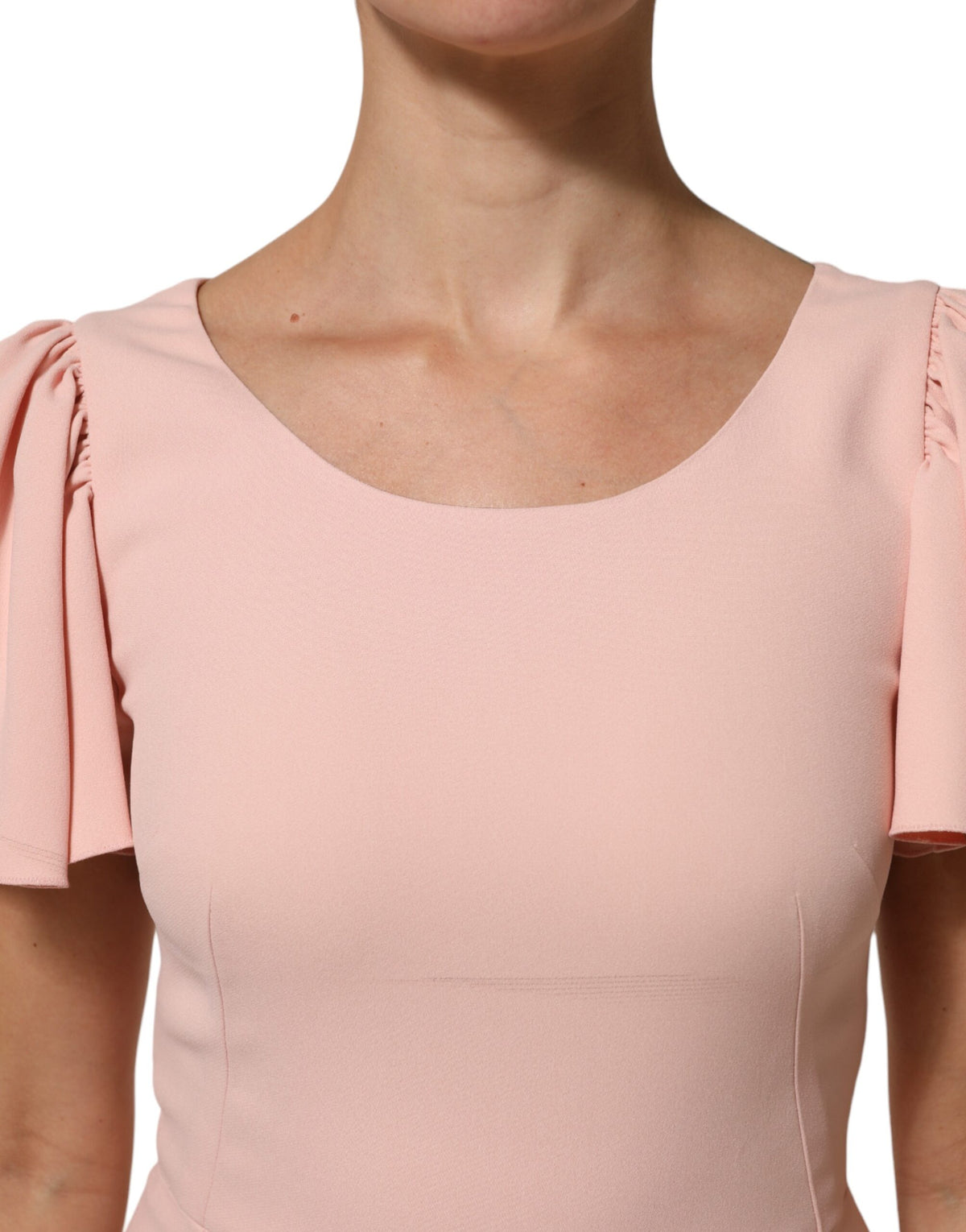 Dolce & Gabbana Women's Sheath Cocktail Short-Sleeve Silk Viscose & Acetate Midi Short Dress - Pink