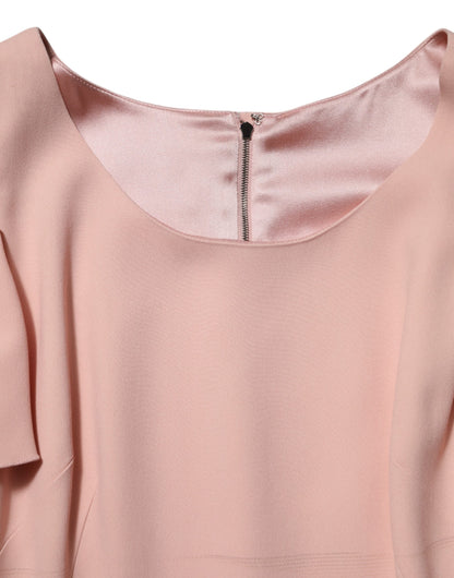 Dolce & Gabbana Women's Sheath Cocktail Short-Sleeve Silk Viscose & Acetate Midi Short Dress - Pink
