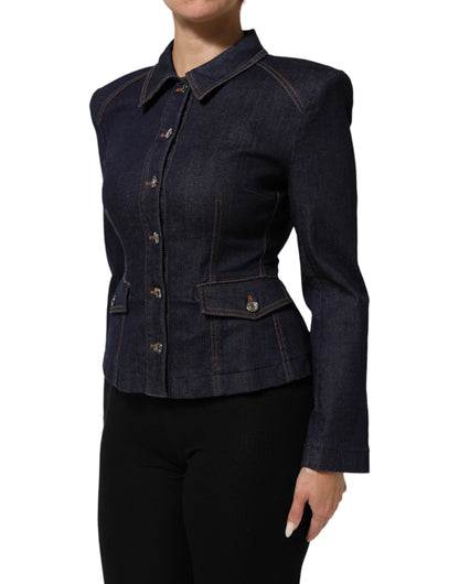 Dolce & Gabbana Women's Stretch Denim Cotton Polyester Trucker Jacket - Dark Blue