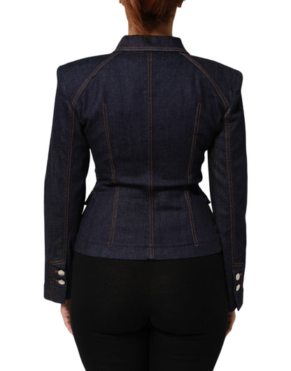 Dolce & Gabbana Women's Stretch Denim Cotton Polyester Trucker Jacket - Dark Blue