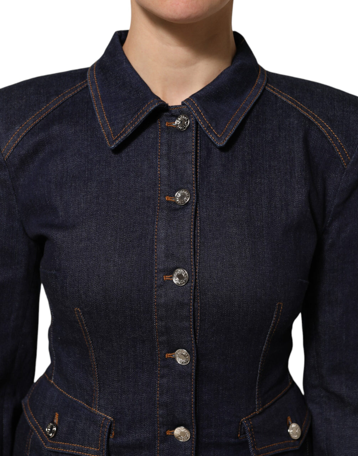 Dolce & Gabbana Women's Stretch Denim Cotton Polyester Trucker Jacket - Dark Blue