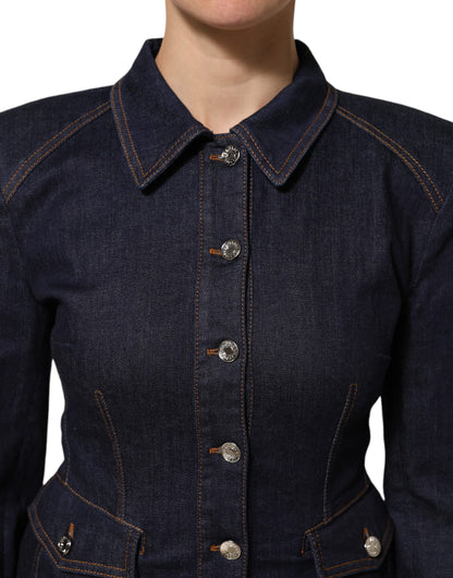 Dolce & Gabbana Women's Stretch Denim Cotton Polyester Trucker Jacket - Dark Blue