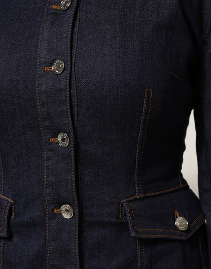 Dolce & Gabbana Women's Stretch Denim Cotton Polyester Trucker Jacket - Dark Blue