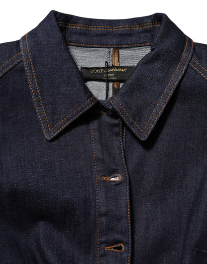 Dolce & Gabbana Women's Stretch Denim Cotton Polyester Trucker Jacket - Dark Blue