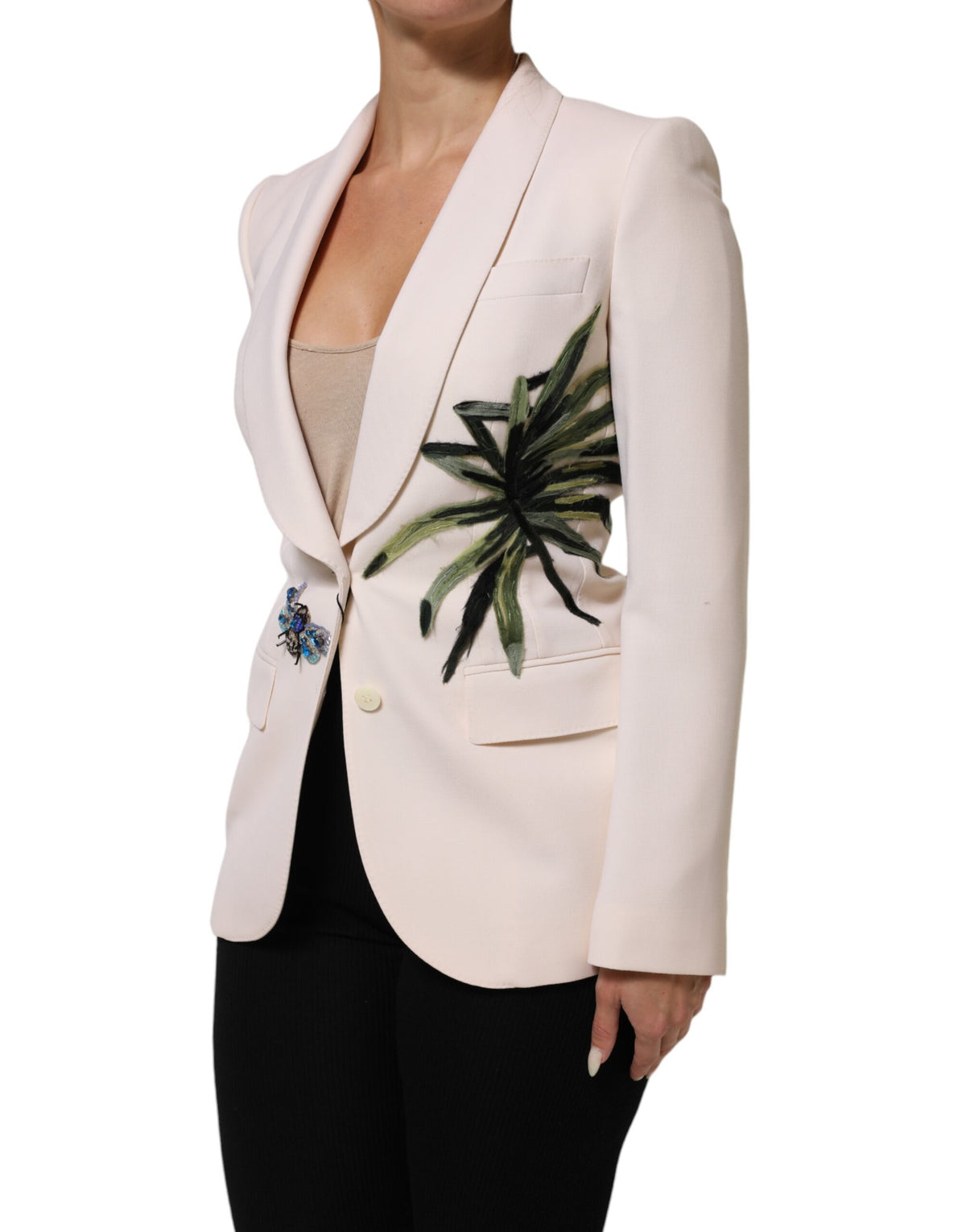 Dolce & Gabbana Women's Single Breasted Virgin Wool & Silk Overcoat - Beige