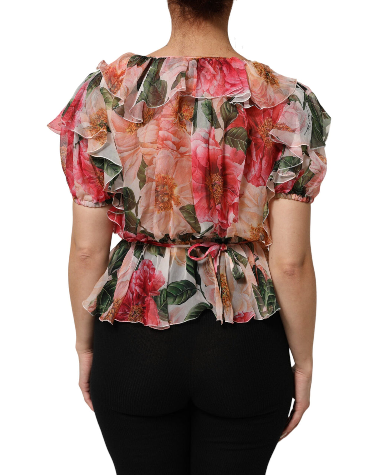 Dolce & Gabbana Women's Regular Fit V Neck Silk Tank Top - Pink Floral Print