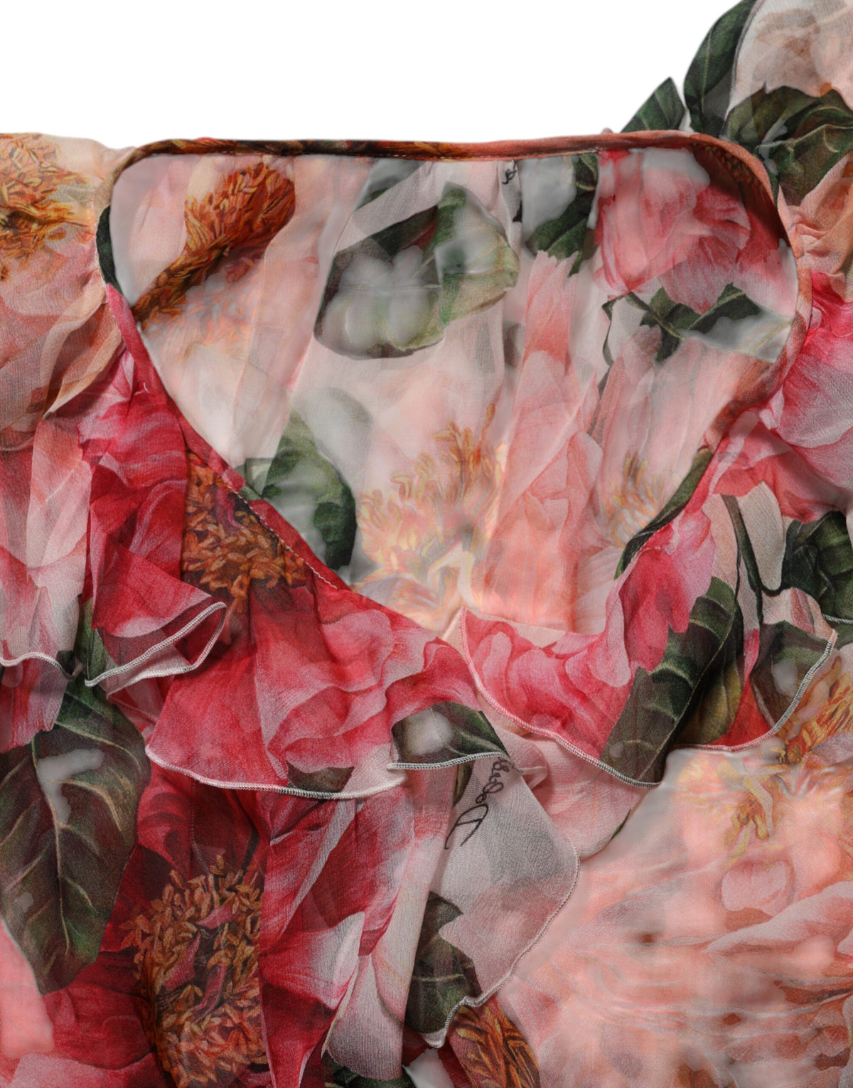Dolce & Gabbana Women's Regular Fit V Neck Silk Tank Top - Pink Floral Print