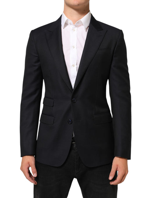 Dolce & Gabbana Men's Single Breasted Virgin Wool Viscose & Silk Blazer - Black