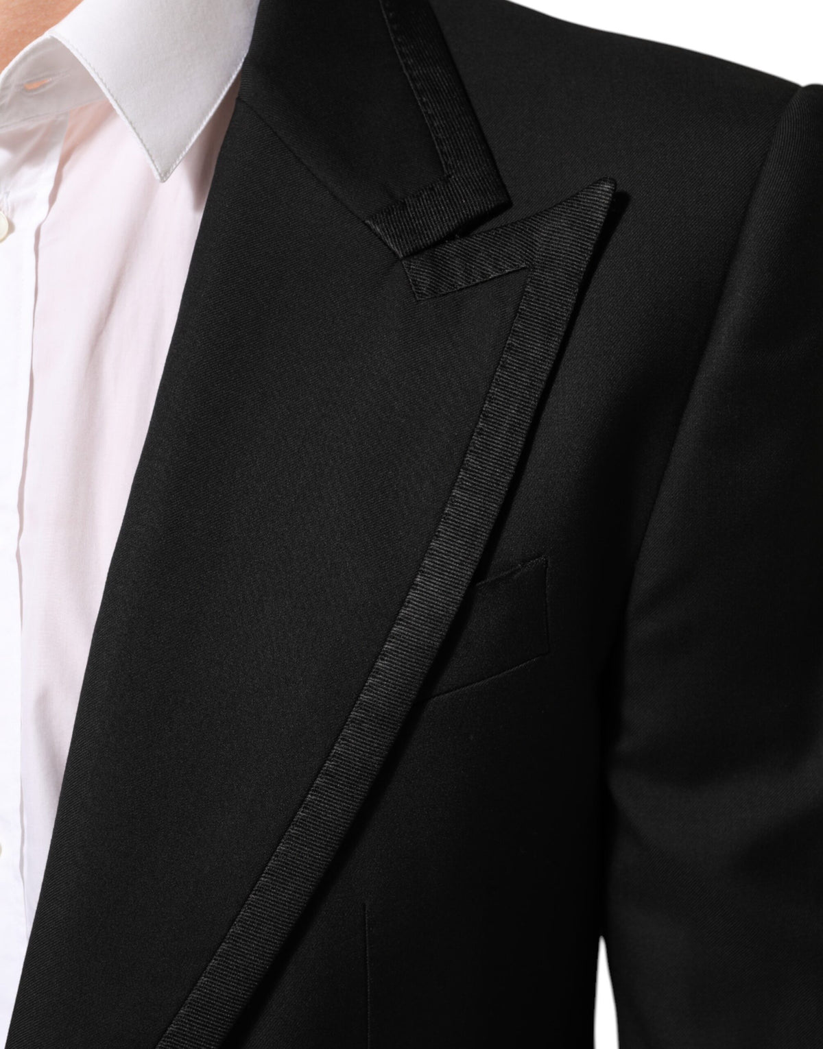 Dolce & Gabbana Men's Single Breasted Polyester Viscose Silk & Virgin Wool Blazer - Black