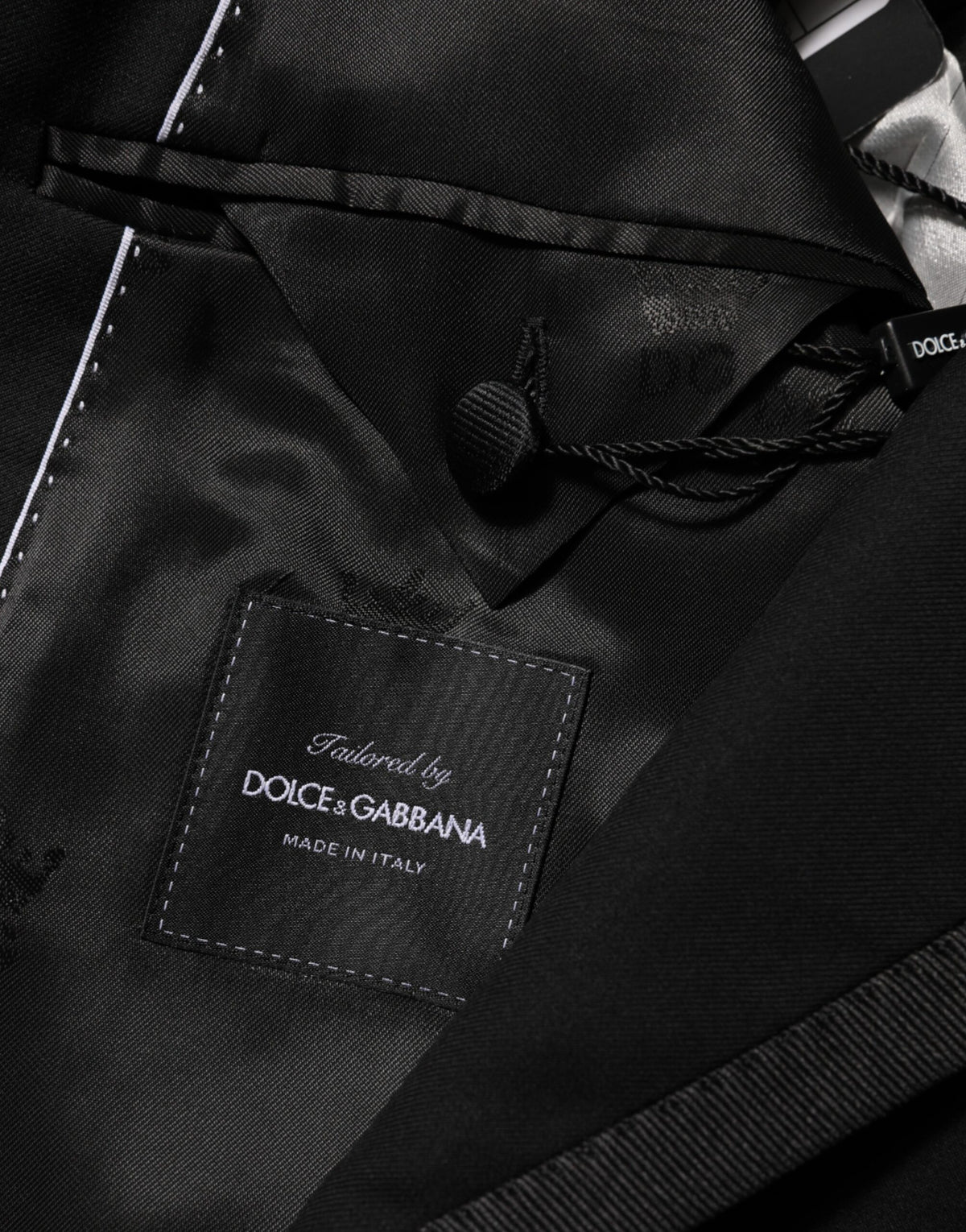 Dolce & Gabbana Men's Single Breasted Polyester Viscose Silk & Virgin Wool Blazer - Black