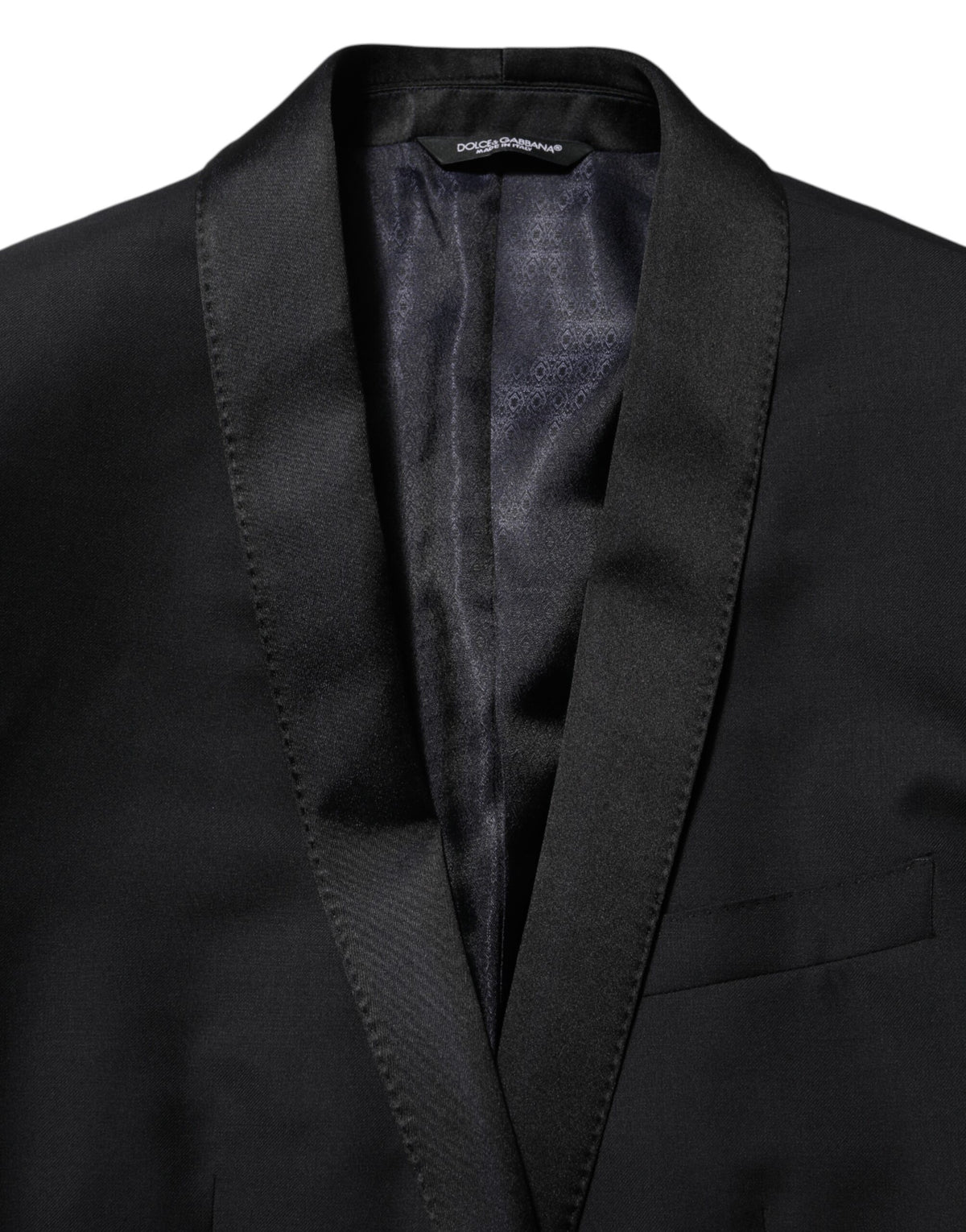 Dolce & Gabbana Men's Single Breasted Virgin Wool Polyester Viscose & Silk Blazer - Black Gold