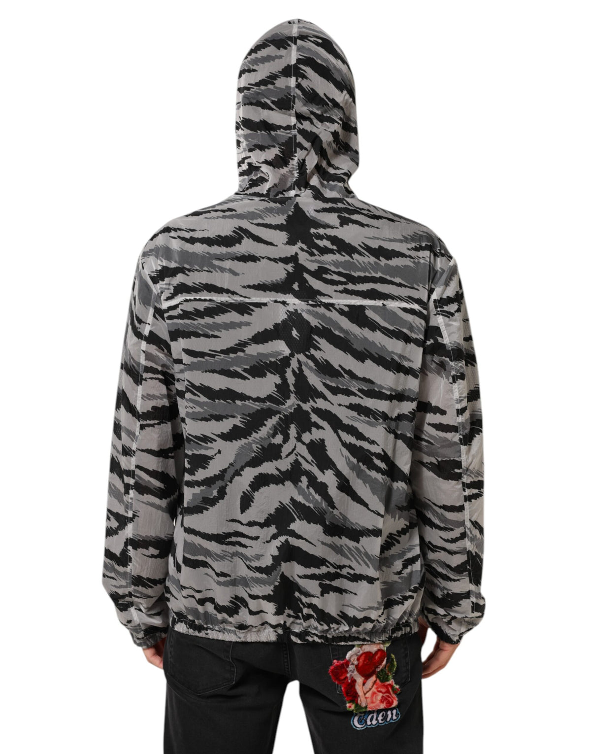 Dolce & Gabbana Men's Relaxed Fit Regular Polyamide Sweatshirt Hoodie - Gray Camouflage Print