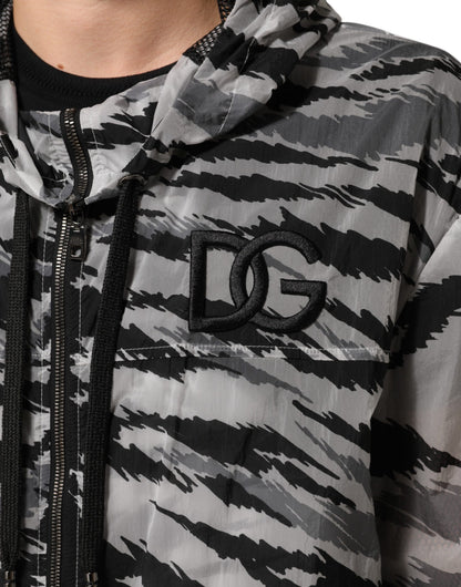 Dolce & Gabbana Men's Relaxed Fit Regular Polyamide Sweatshirt Hoodie - Gray Camouflage Print
