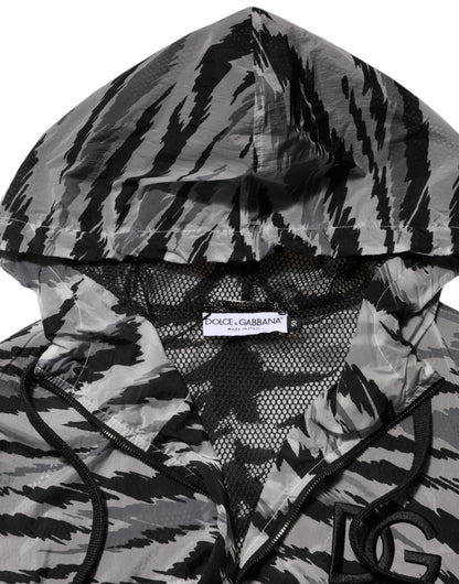Dolce & Gabbana Men's Relaxed Fit Regular Polyamide Sweatshirt Hoodie - Gray Camouflage Print