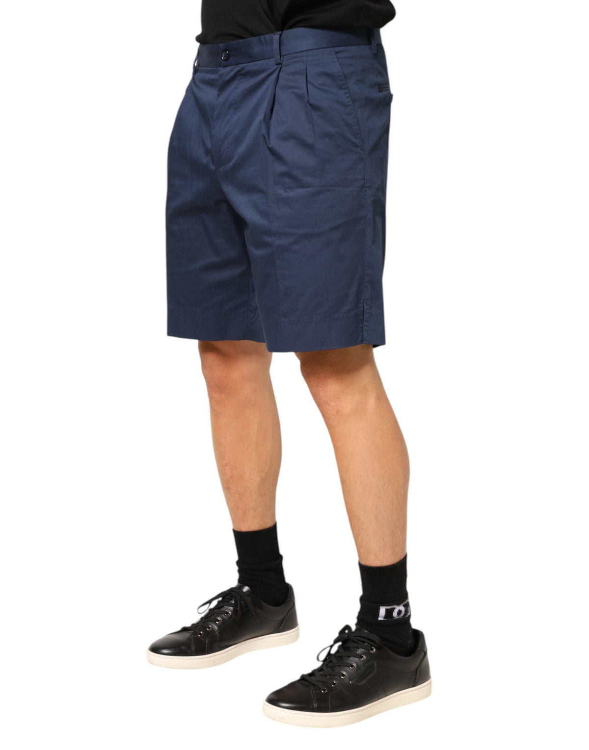 Dolce & Gabbana 9 To 5 Men's Regular Fit Mid Rise Stretch Cotton Bermuda Shorts - Blue