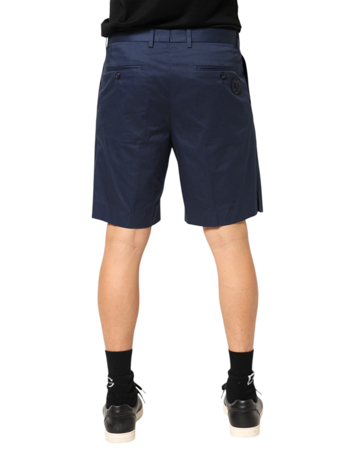Dolce & Gabbana 9 To 5 Men's Regular Fit Mid Rise Stretch Cotton Bermuda Shorts - Blue