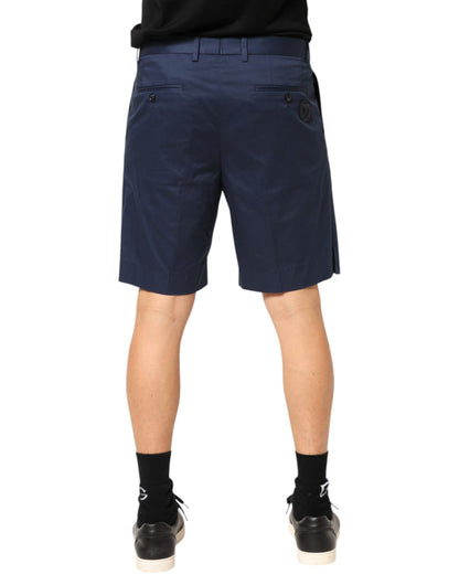 Dolce & Gabbana 9 To 5 Men's Regular Fit Mid Rise Stretch Cotton Bermuda Shorts - Blue