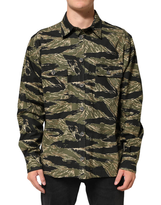 Dolce & Gabbana Men's Relaxed Fit Regular Long-Sleeve Cotton & Polyester Dress Shirt - Multicolor Camouflage Print