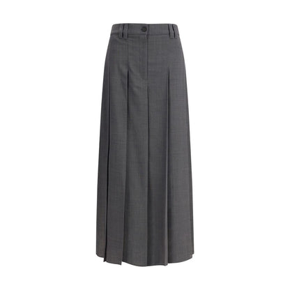 Brunello Cucinelli Pleated long Skirt in virgin wool techno gauze