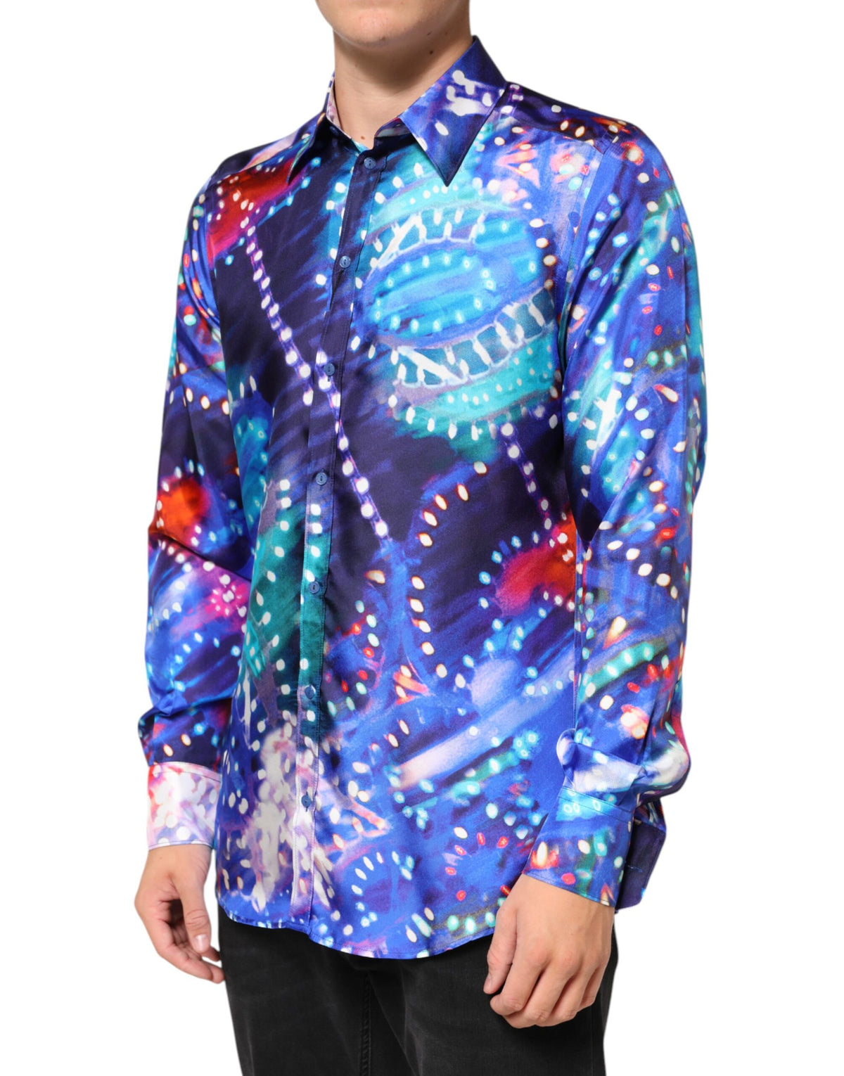 Dolce & Gabbana Men's Slim Long-Sleeve Silk Dress Shirt - Multicolor Print