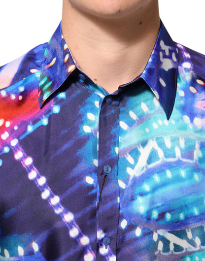 Dolce & Gabbana Men's Slim Long-Sleeve Silk Dress Shirt - Multicolor Print