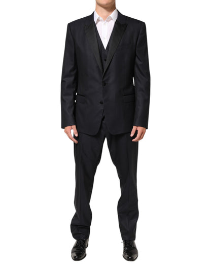 Dolce & Gabbana Men's Slim Virgin Wool Polyester & Silk Pant Suit - Black