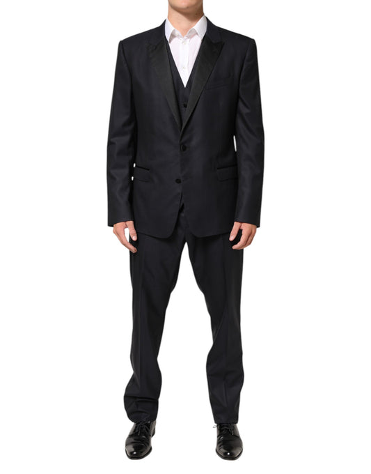 Dolce & Gabbana Men's Slim Virgin Wool Polyester & Silk Pant Suit - Black