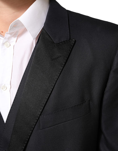 Dolce & Gabbana Men's Slim Virgin Wool Polyester & Silk Pant Suit - Black