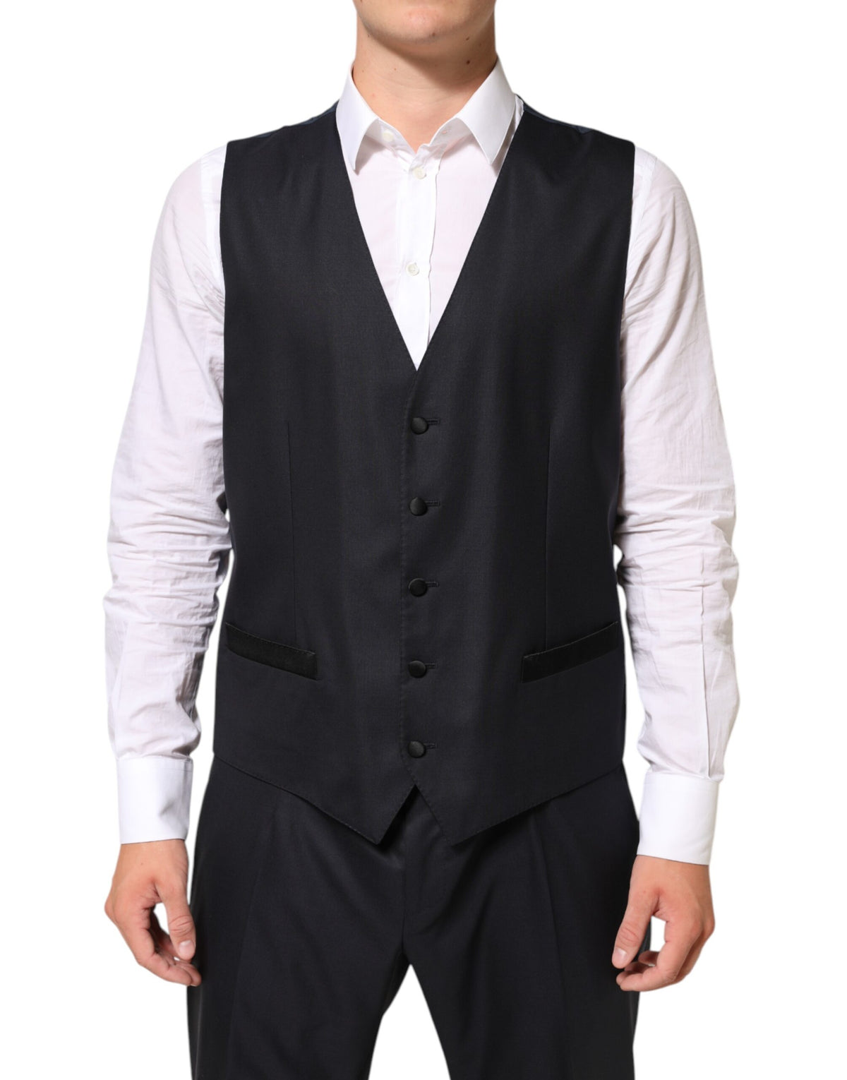 Dolce & Gabbana Men's Slim Virgin Wool Polyester & Silk Pant Suit - Black