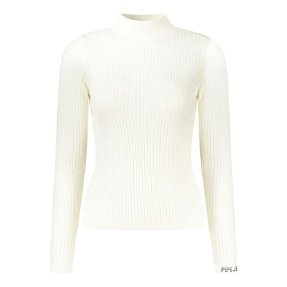 Sweatshirt by Pepe Jeans for women in viscose cotton white showcases a slouchy chic silhouette, artfully detailed with a slouchy chic high-neck neckline and long-sleeve for a slouchy chic finish.