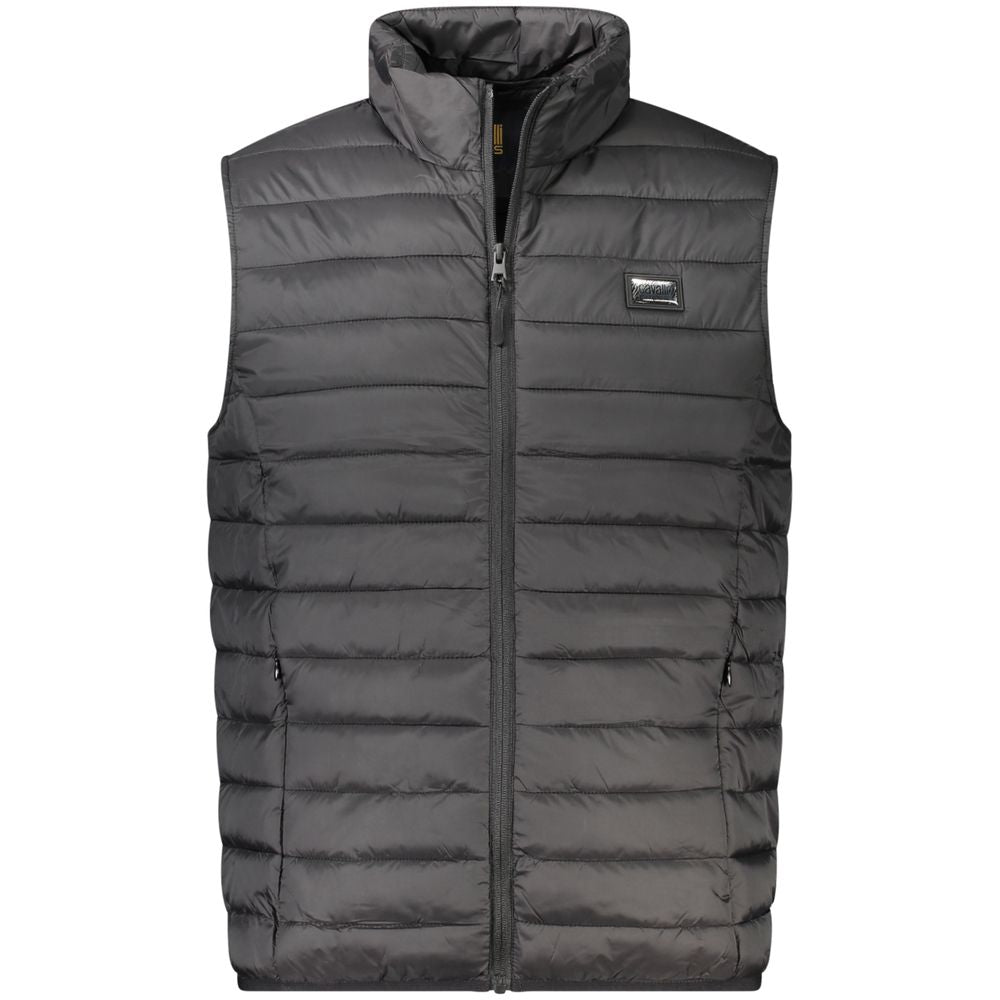Vest by Cavalli Class for men in polyester black features an contemporary silhouette, showcasing refined pockets and a contemporary for a sophisticated layered look.