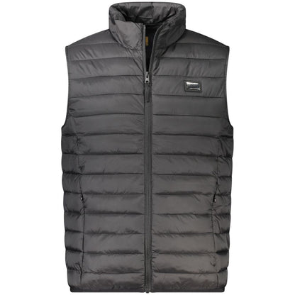 Vest by Cavalli Class for men in polyester black features an contemporary silhouette, showcasing refined pockets and a contemporary for a sophisticated layered look.