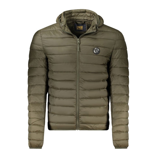 Hooded Windbreaker Jacket by Cavalli Class for men in polyester green & signature presents a resilient silhouette, artfully detailed with a sophisticated hooded neckline and functional lightweight, pockets, hooded & windproof for a resilient finish.