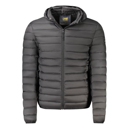 Cavalli Class Men's Polyester Hooded Windbreaker Jacket - Black Signature