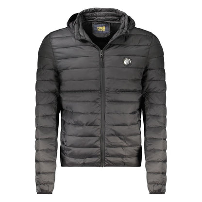 Cavalli Class Men's Lightweight Polyester Hooded Windbreaker Jacket - Black