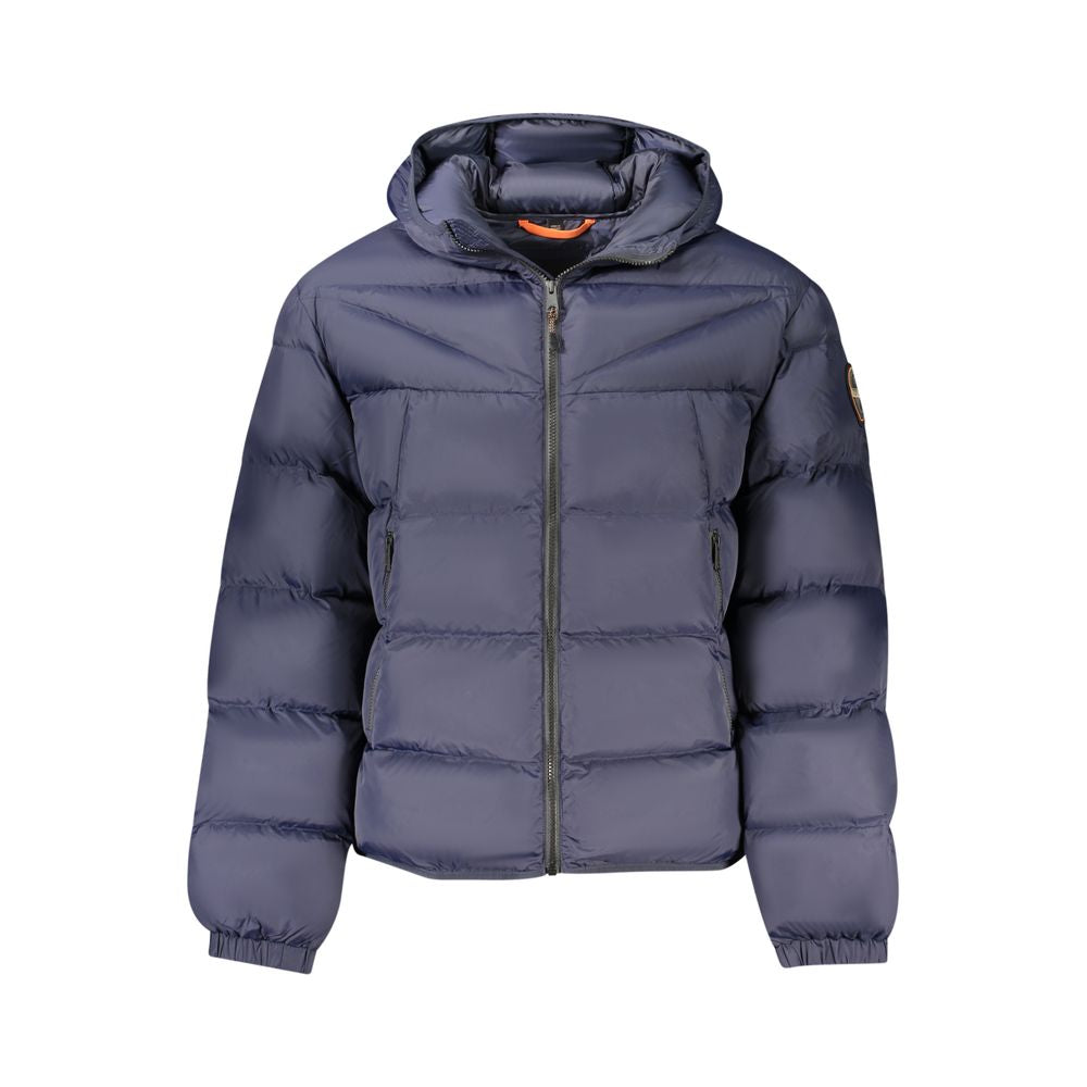 Napapijri Men's Polyamide Hooded Overcoat - Blue Signature