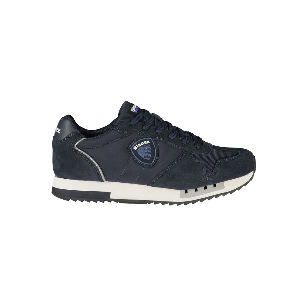 Athletic Sneakers by Blauer for men in polyester polyurethane leather blue & signature presents a sleek silhouette, perfectly capturing the athletic style essence of Men's Athletic Polyester Polyurethane Leather Sneakers with its sleek design and premium finish.