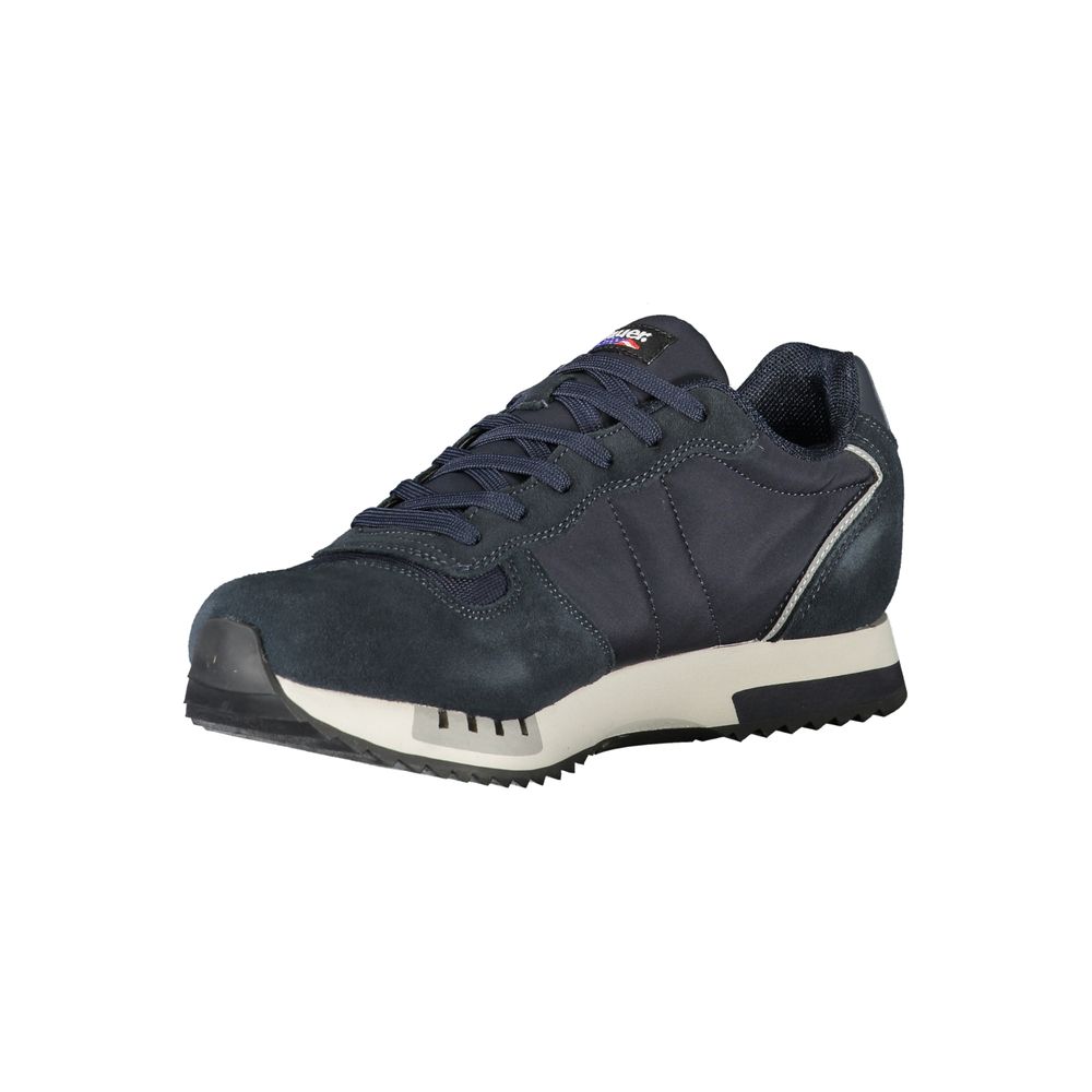 Athletic Sneakers by Blauer for men in polyester polyurethane leather blue & signature features an stately silhouette, showcasing the signature athletic style of the Men's Athletic Polyester Polyurethane Leather Sneakers collection with a truly stately finish.