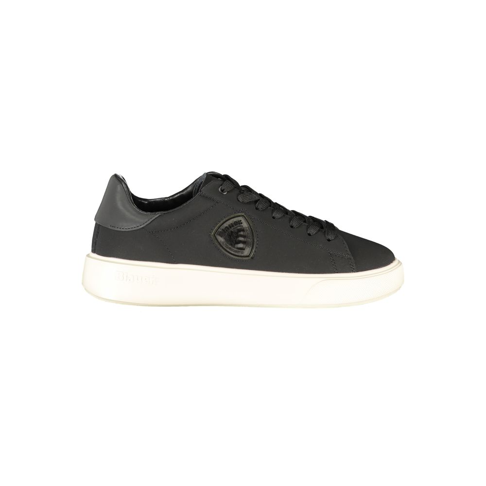 Sneakers by Blauer for men in polyester polyurethane leather black & print presents a sumptuous silhouette as Men's Low-Top Polyester Polyurethane Leather Sneakers, expertly defined by a sumptuous low-top style for a sumptuous, high-fashion look.