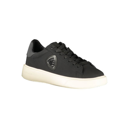 Sneakers by Blauer for men in polyester polyurethane leather black & print features an opulent silhouette from the Men's Low-Top Polyester Polyurethane Leather Sneakers collection, showcasing a signature low-top style with an opulent finish.