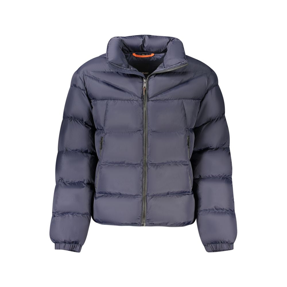 Overcoat by Napapijri for men in polyamide blue & signature features a cosy chic silhouette, artfully detailed with a sophisticated and premium pockets for a cosy chic finish.