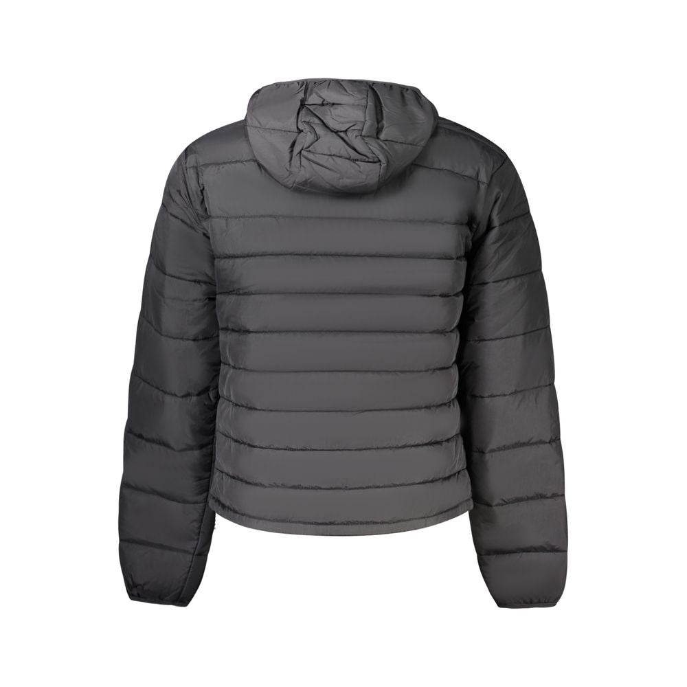 Hooded Windbreaker Jacket by Napapijri for men in polyamide black & print features an enduring silhouette, showcasing technical pockets, hooded & windproof and a sophisticated hooded neckline for a truly enduring aesthetic.
