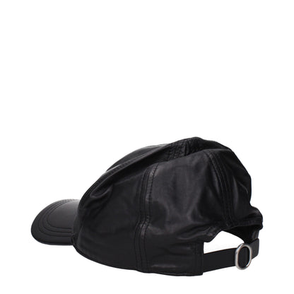 Jil Sander Black Leather Caps (Baseball Hat)
