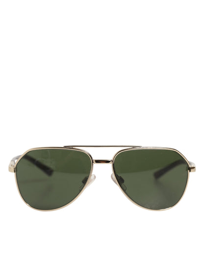 Dolce & Gabbana Aviator Metallized Fiber Sunglasses - Green Silver