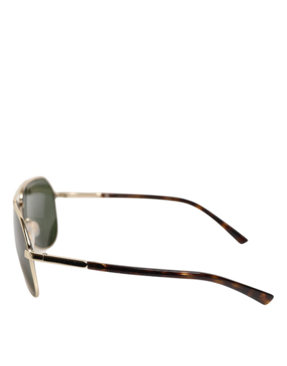 Dolce & Gabbana Aviator Metallized Fiber Sunglasses - Green Silver