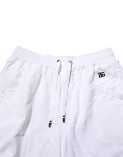 Dolce & Gabbana White Distressed Cotton Men Bermuda Shorts