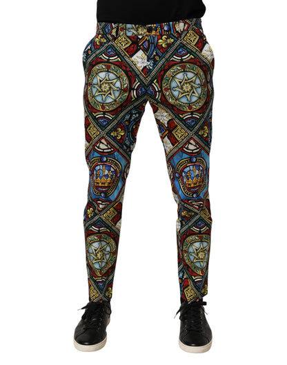 Dolce & Gabbana Men's Skinny Regular Fit Cotton & Glass Chinos Pants - Multicolor Print