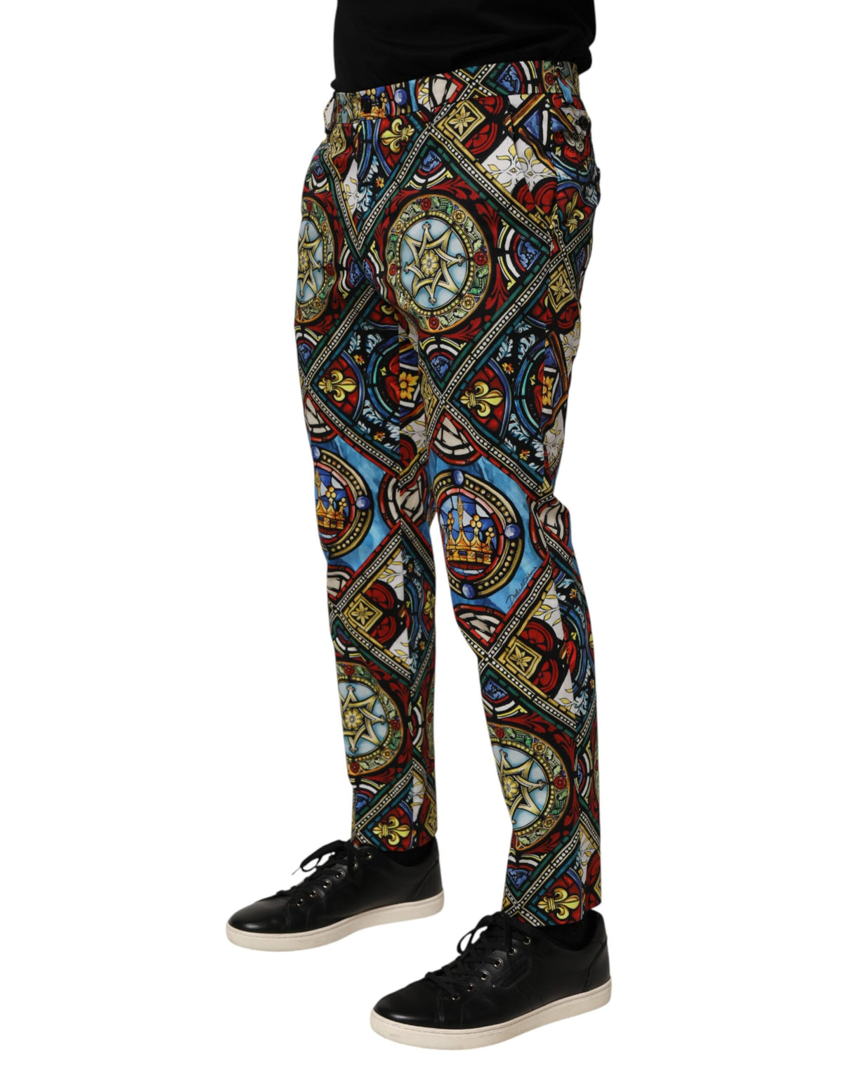 Dolce & Gabbana Men's Skinny Regular Fit Cotton & Glass Chinos Pants - Multicolor Print