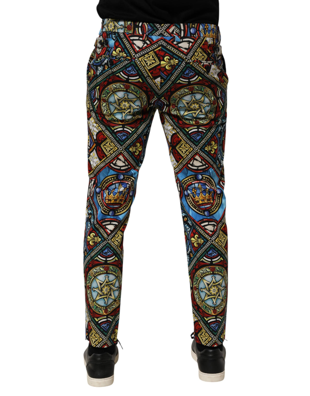Dolce & Gabbana Men's Skinny Regular Fit Cotton & Glass Chinos Pants - Multicolor Print