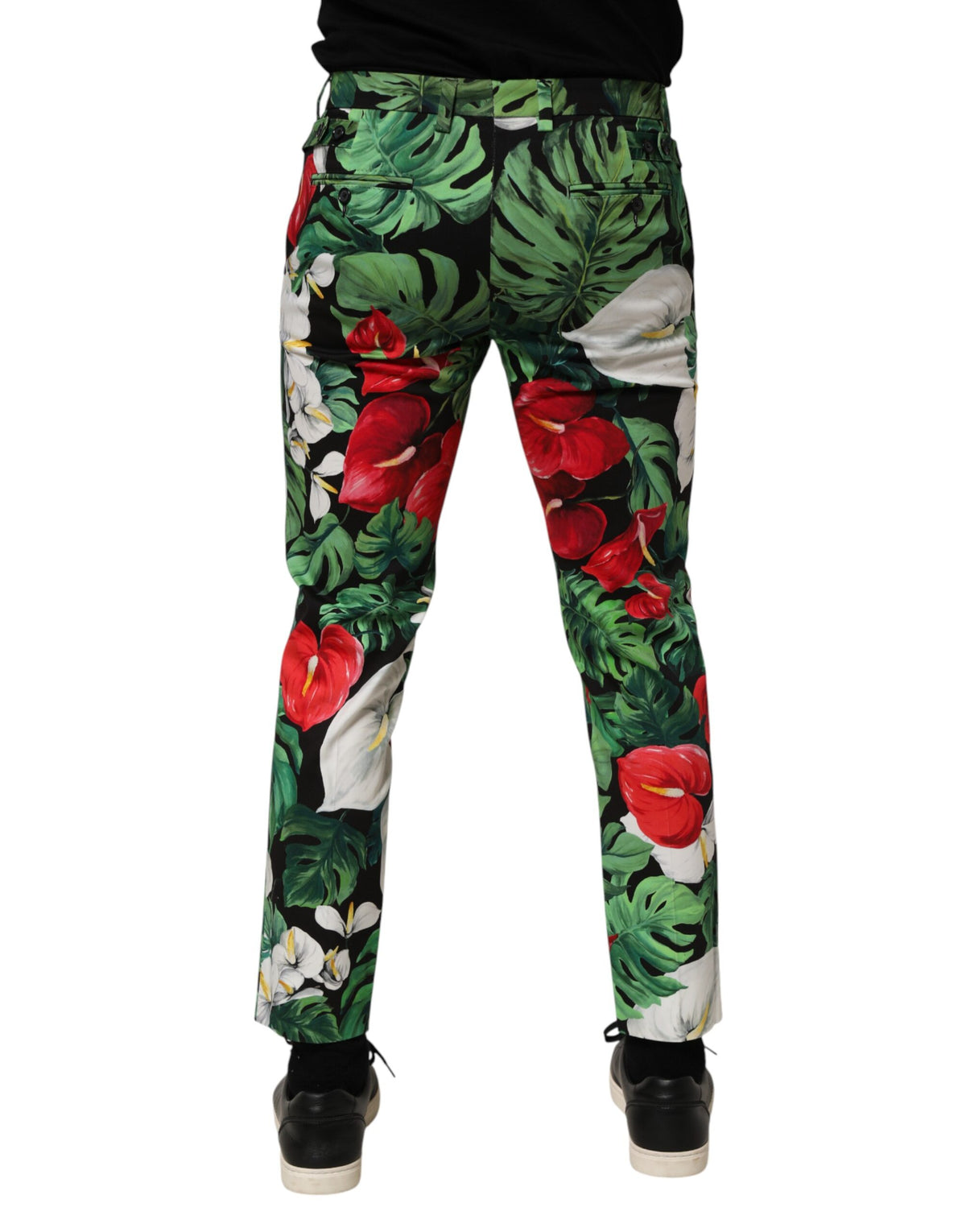 Dolce & Gabbana Men's Tapered Leg Regular Fit Stretch Cotton Chinos Pants - Multicolor Floral Print